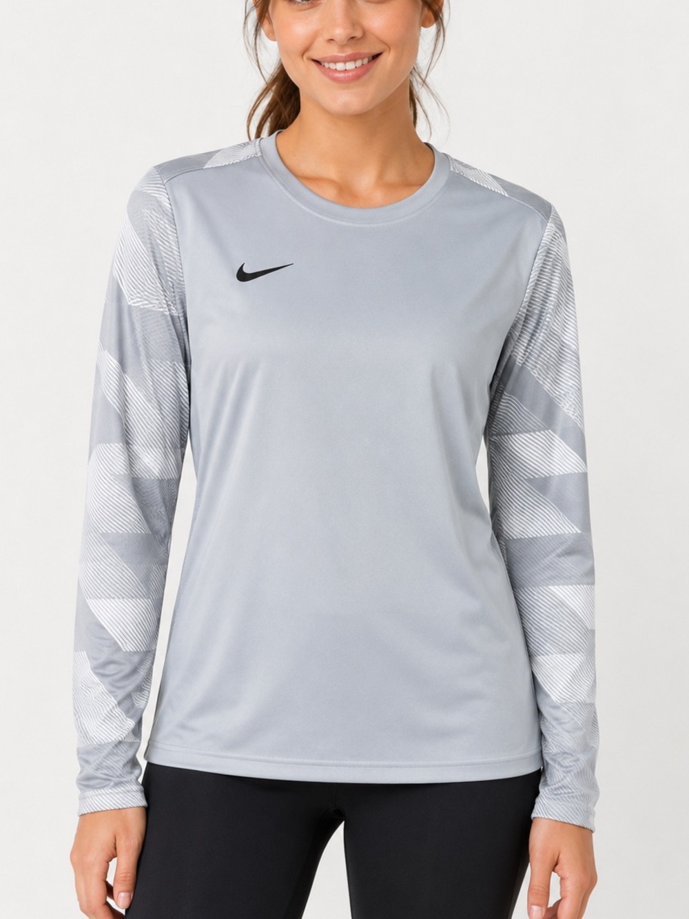 Nike Dri-FIT Women’s Soccer Long Sleeve Training Shirt Gray White Size Medium